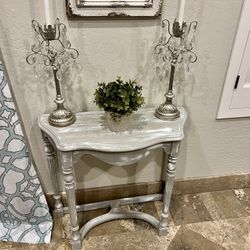 Beige And White End Table 