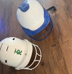 Softball/Baseball Batting Helmets with Face Guards – Lot of 2