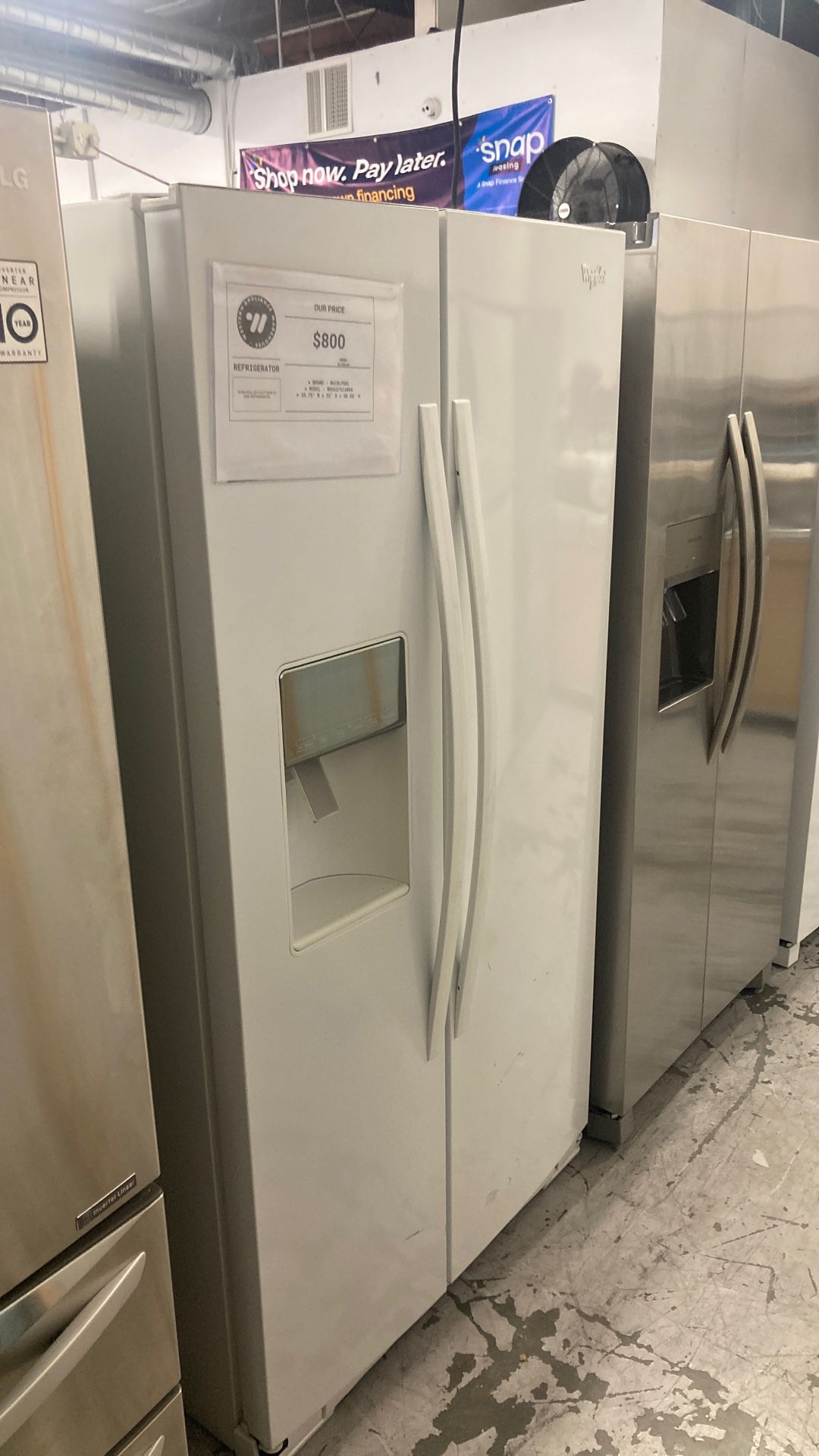 Whirlpool Side By Side Fridge 36in