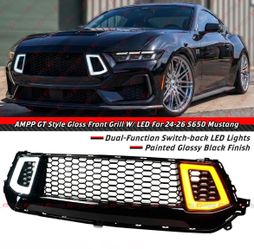 24-26 Ford Mustang Gloss Black LED Mesh Front Grill