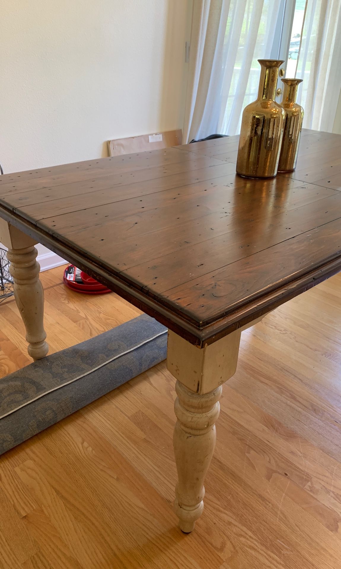 Solid wood extendable rustic farm table