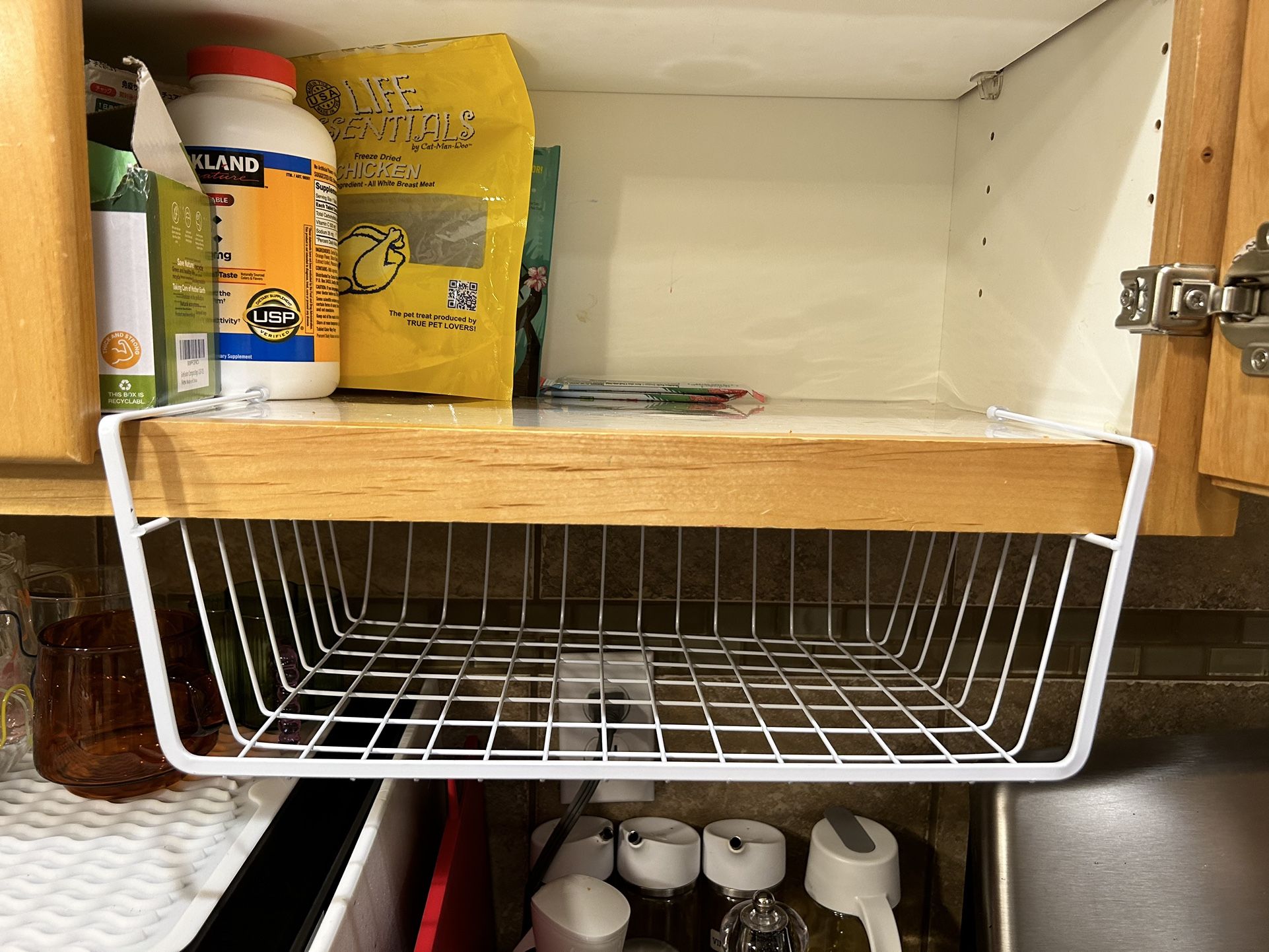 Two Cabinet Wire Hanging Basket Shelves