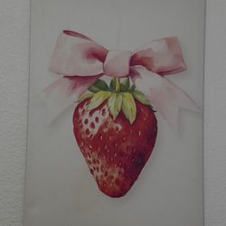 strawberry with a bow canvas painting 