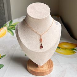 Garnet Carnelian Sunstone Pearl Boho Bohemian Minimalist Casual Gift Necklace