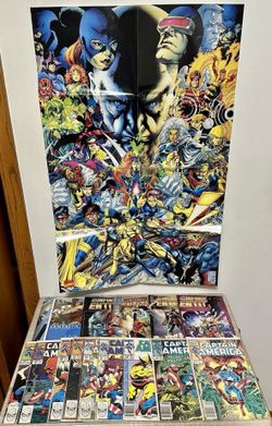 Mixed Lot Of Marvel Comics + X-Men Poster