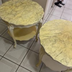 2 Marble end tables 