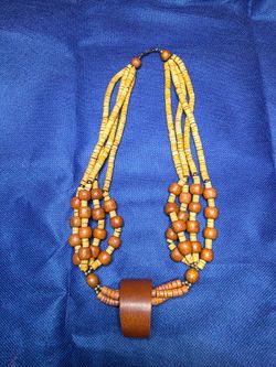 Multi-Strand Wooden Bead Statement Necklace