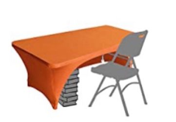 (Orange) Spandex Table Cover 5 ft. Fitted, Cover Open Back (orange)