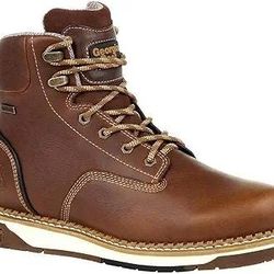 NEW Size  9.5 W Or 11.5 wide 12 Men Steel Toe Waterproof Work Boots Georgia Boot Brown Wedge 6"