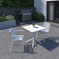 Brand New 3-Pieces Square White Bistro Set, Outdoor & Patio Furniture