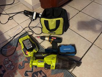 Ryobi Cordless Drill, Vacuum, charger & battery $75