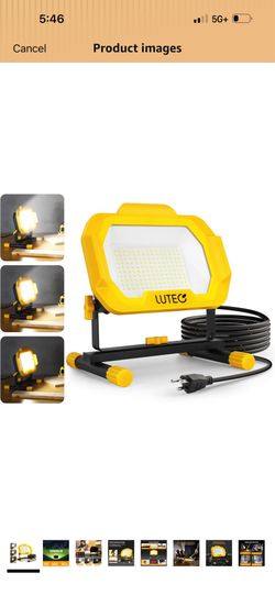 LUTEC 12500 Lumen LED Work Light, Dimmable Flood Lights with 3 Brightness Levels