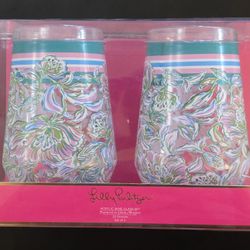 Brand New Lilly Pulitzer Acrylic Wine Glasses