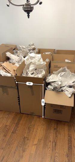 10 Large double strength moving boxes with packing paper