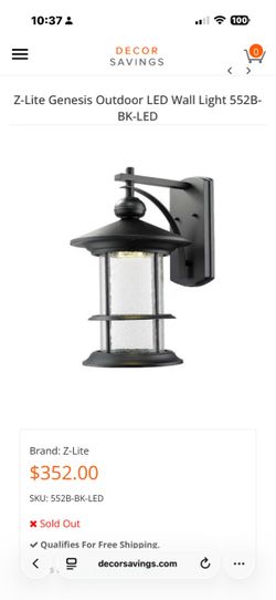 Z-Lite Genesis Outdoor LED Wall Light 552B-BK LED