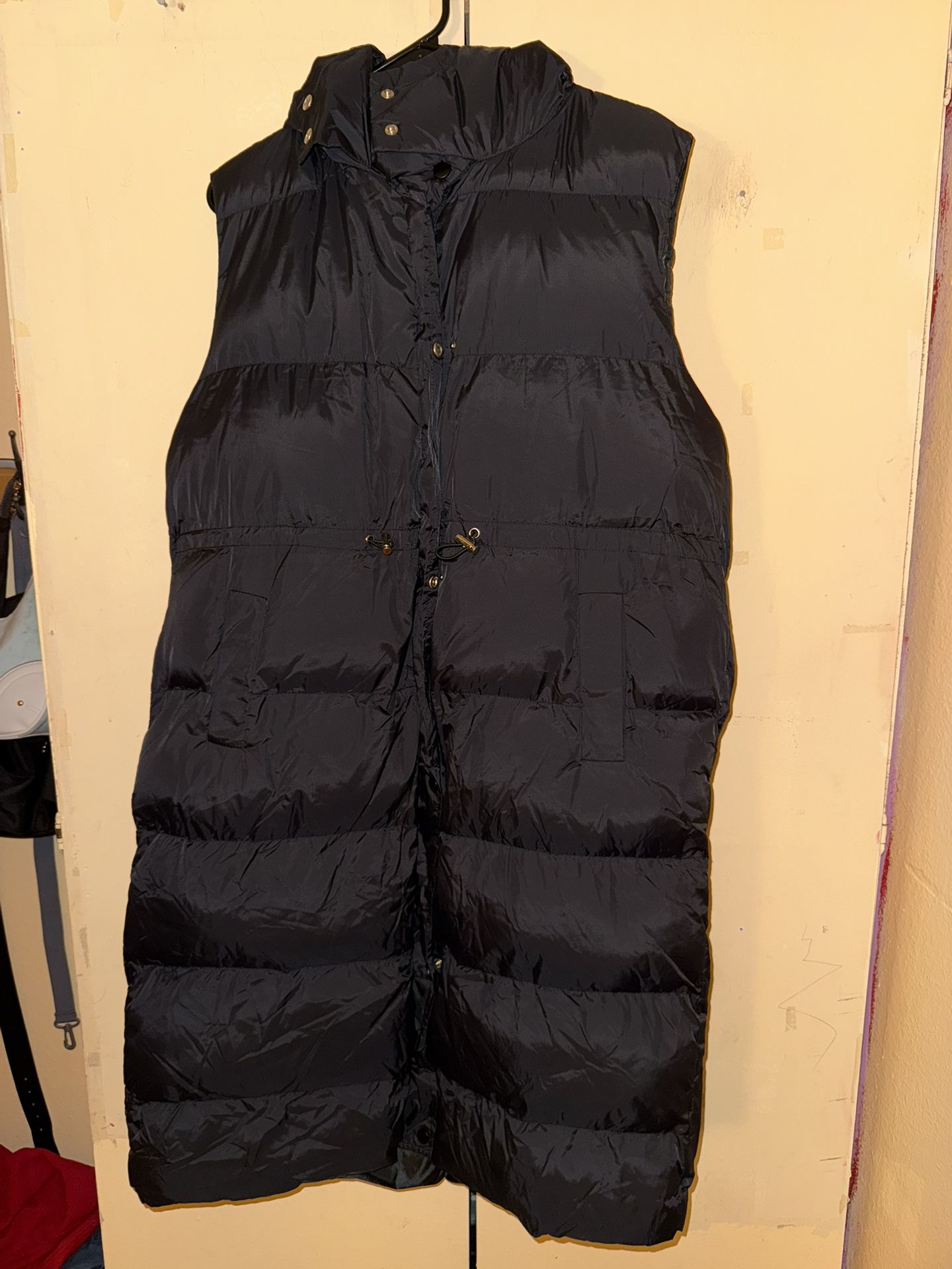 Long Puffer Vest With Hood