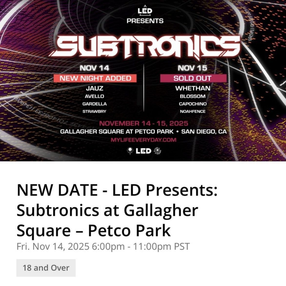 Subtronics 11/15 Gallagher square San Diego