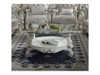 Versailles Bone White & Clear Glass Coffee Table