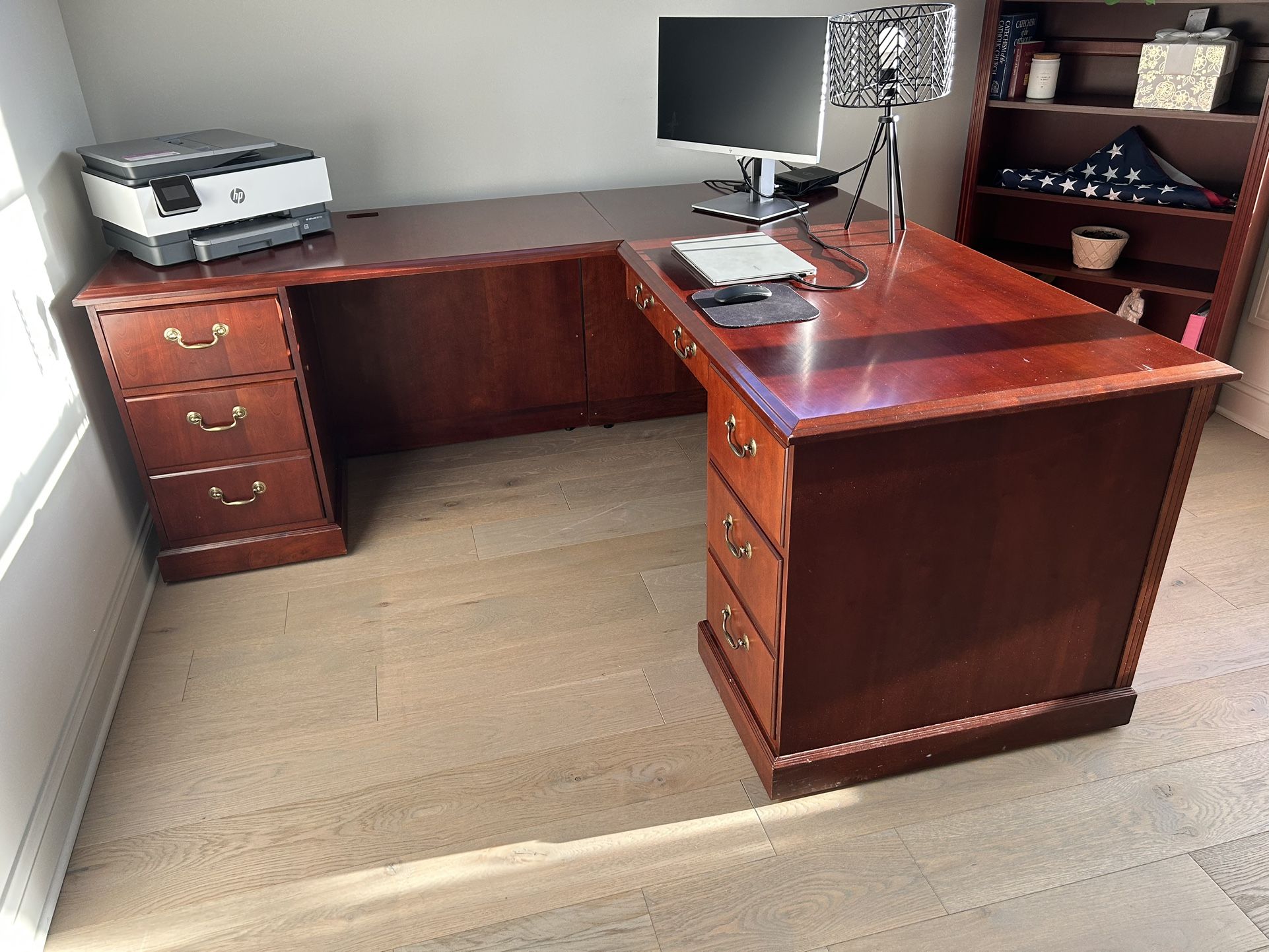 Cherrywood Office Set - Desk, Book Shelf, And File Cabinet