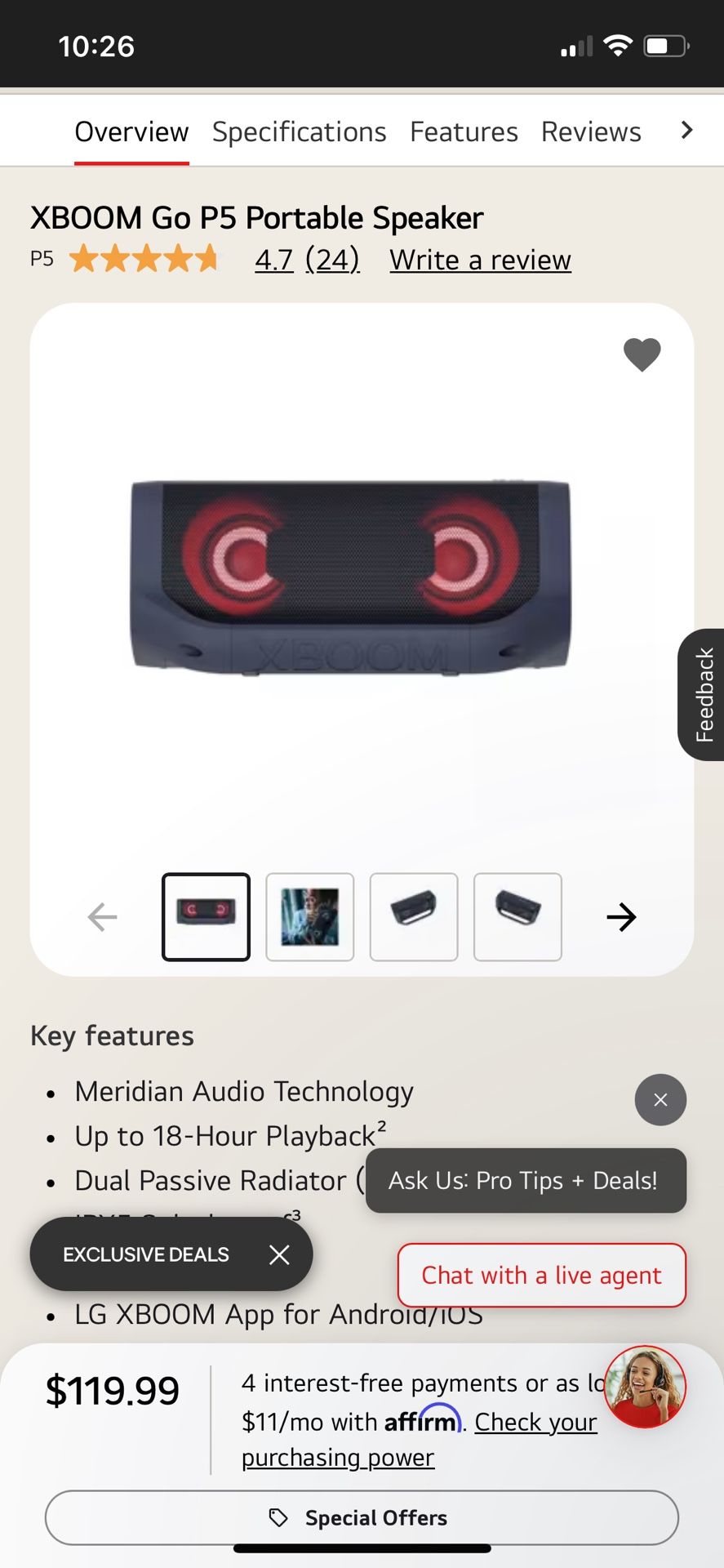 LGP5 Xboom Portable Speaker