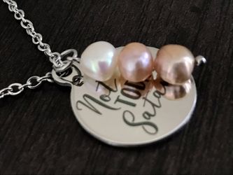 Handmade Hand-Beaded Stainless Steel Necklace with Natural Pearls  