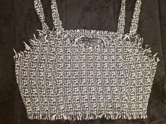 Miou Muse black white tweed top