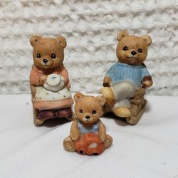 Homco Mama Papa and baby bear family  #1470