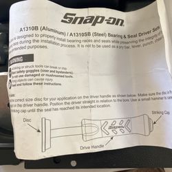 Snap On Bearing And Seal Driver Set