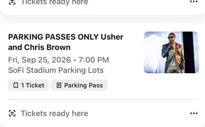Usher and Chris Brown parking pass for sale