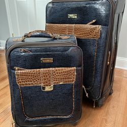 CERTIFIED Samantha Brown Luggage | Croco Embossed Jet Set Travel Collection Deep Green ($300 Value)