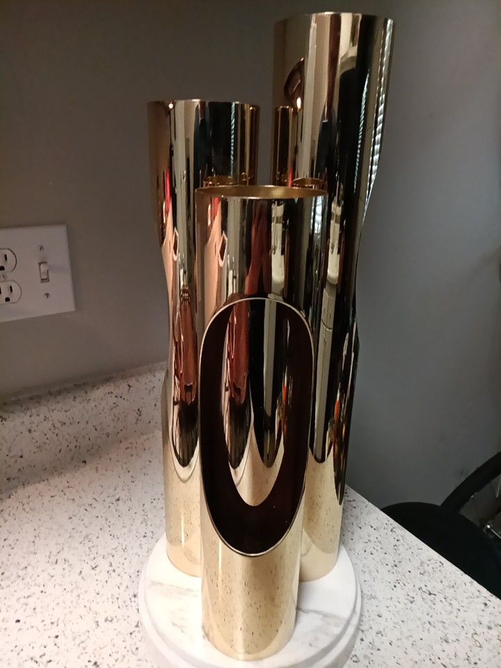 Elliptical Btass Tube Lamp With Marble Base
