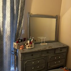 Rustic Refurbished Farmhouse With Mirror dresser 