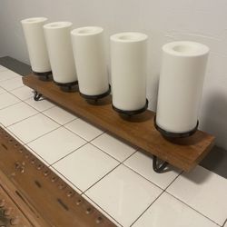 NEW Farmhouse Broyhill Wood And Metal 5 -Tier Pillar Candle Holder - Perfect 🤩 