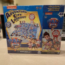 Pa w Patrol The Adventure City Lookout Game and The Movie 48 Piece Puzzle Bundle No