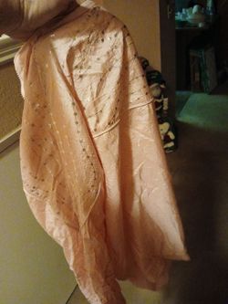 Peach Silk Dupatta with Gold Embroidery