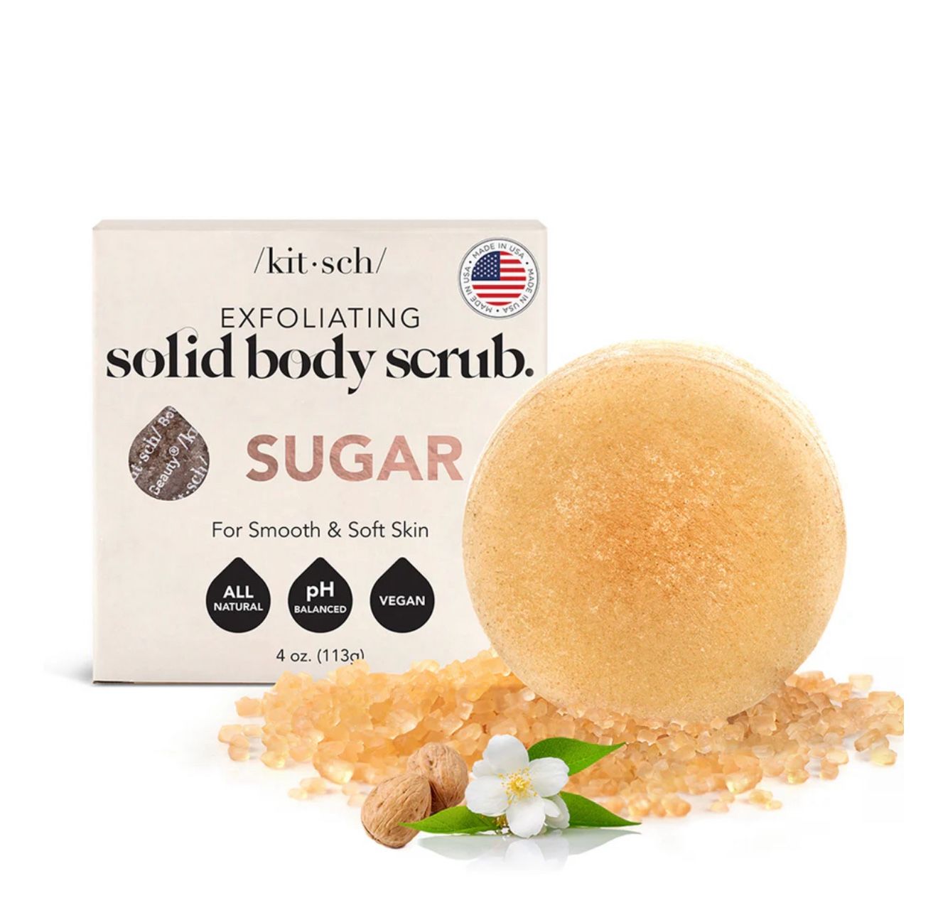 Kitsch All Natural Vegan Sugar Exfoliating Solid Body Scrub