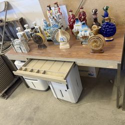 Set of Four heavy Duty Metal Desks / tables with cash drawer