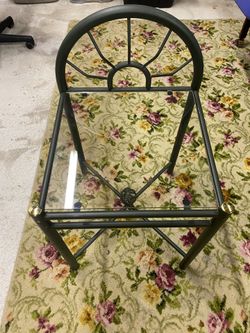 Metal End Table With Glass Top