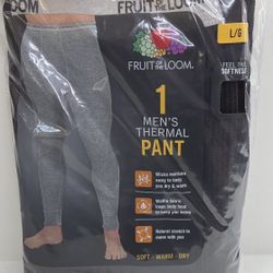 Fruit Of The Loom Thermal Pants Black Mens Large