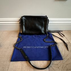 Rebecca Minkoff Black Leather Zip Cross Body Purse
