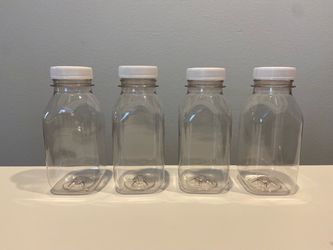 Clear Plastic Bottles with White Caps – Set of 4