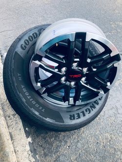 New 2025 TRD Sport Tacoma single(s) alloys for sale $125 Ea. Full set on like new 265 65 R 18” Goodyear Wrangler HT Territory  $450 full set of 4 as n