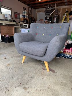 Gray Mid-Century Accent Chair