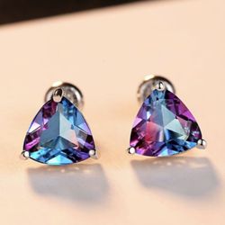 Solid Sterling Silver Mystic Tourmaline Earrings 