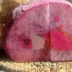 Gorgeous Pink Brazilian Geode Bookends
