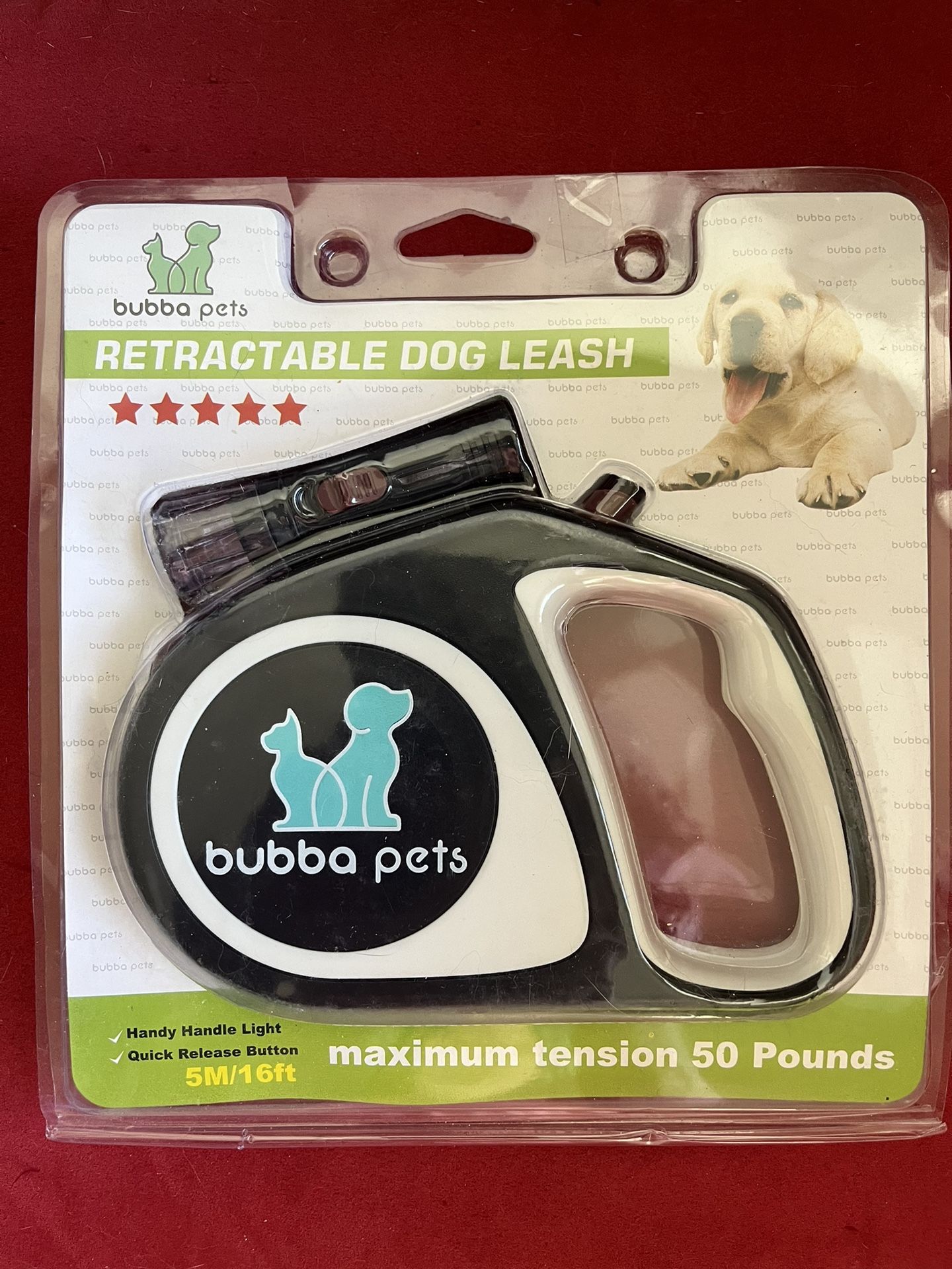Retractable Black Dog Leash With Flashlight