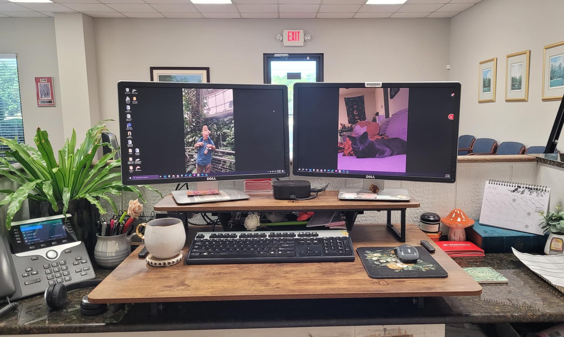Standing Desk Converter – 36” Sit-to-Stand Riser Workstation, Rustic Brown – Great Condition
