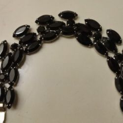 Vintage Black Glass Stone Bracelet