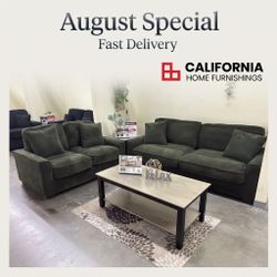 Modern Green Living Room Sofa & Loveseat Combo