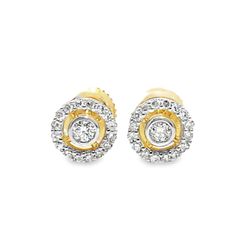 10k Yellow Gold Diamond Brilliant Round Cut Earrings 1/4 ctw